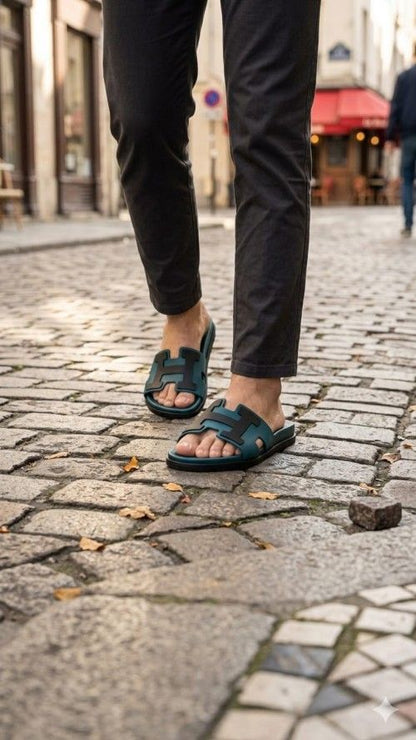 HERME S PARIS LOGO SLIDES GREEN