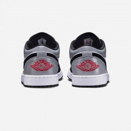 Nikke Air Jordan 1 Low White Fire Red Black Matte Silver