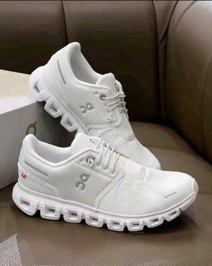 On Cloud Running 5 All White Shoes