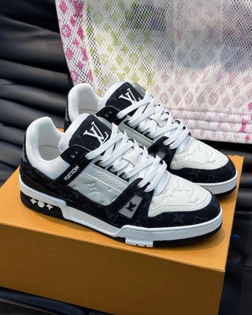 . vuitton trainer black white