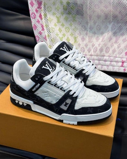 . vuitton trainer black white