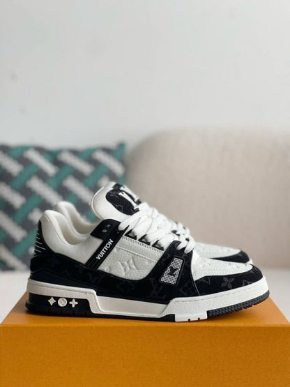 . vuitton trainer black white