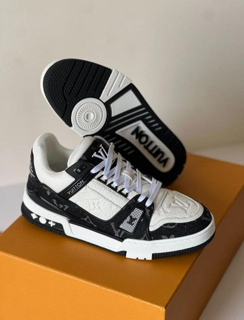 . vuitton trainer black white