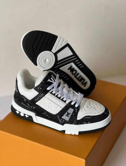 . vuitton trainer black white