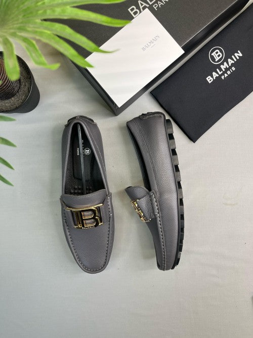 _balmain_leather luxury loafer grey