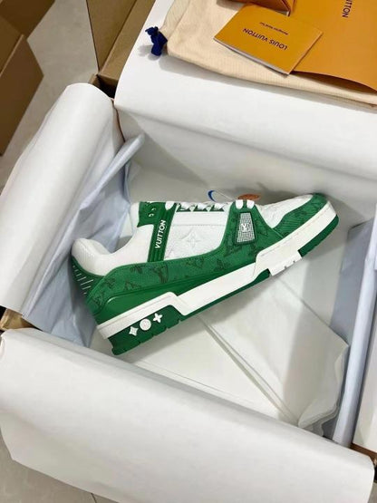 LOUI.S VUITTON TRAINER MONOGRAM GREEN DENIM