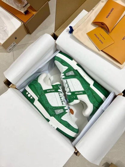 LOUI.S VUITTON TRAINER MONOGRAM GREEN DENIM