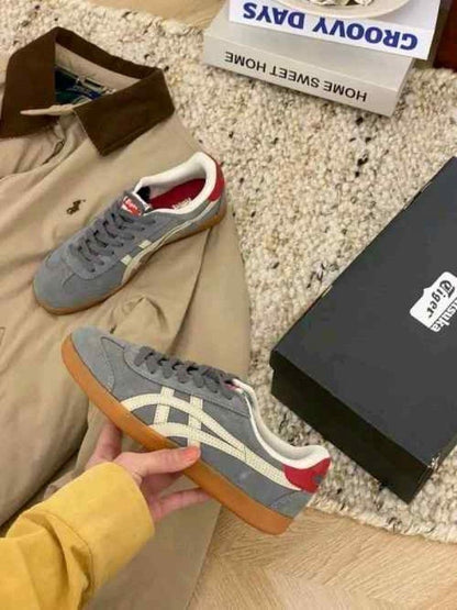Onitskaa Tiger Tokuten Grey White Suede Quality