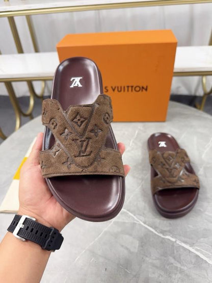 LOUI.S VUITTON OASIS MULE PREMIUM SLIDE BROWN 002