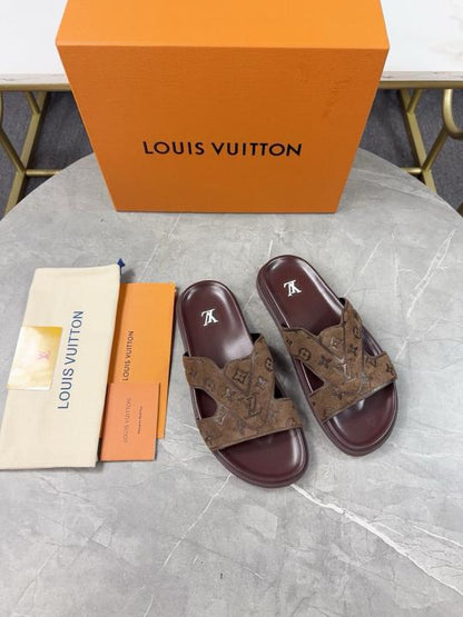 LOUI.S VUITTON OASIS MULE PREMIUM SLIDE BROWN 002