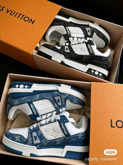 loui. vuitton trainer white blue